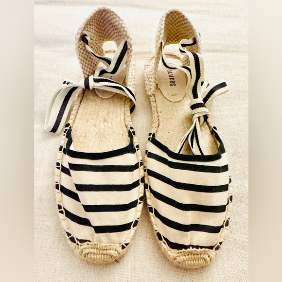 Anthropologie x Soludos D'Orsay Espadrilles in Black/Natural Stripe NWOT - Picture 6 of 9